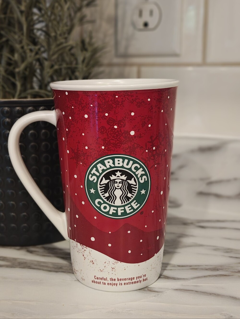 Starbucks 2007 Holiday Tall 16 oz Mug Vintage Skating Christmas